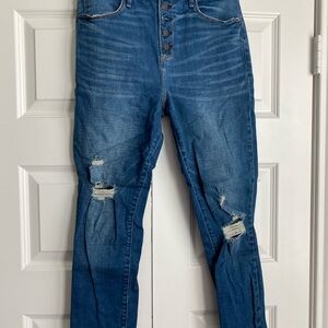 Abercrombie & Fitch Blue Skinny Jeans with Distressed Details
